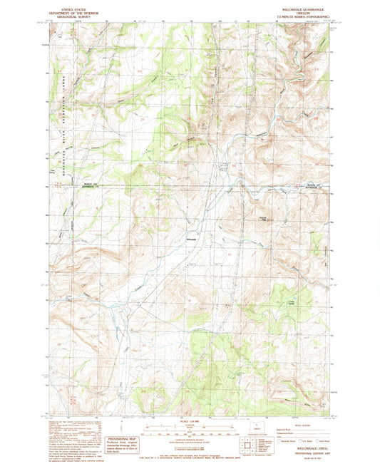 Classic USGS Willowdale Oregon 7.5'x7.5' Topo Map Image