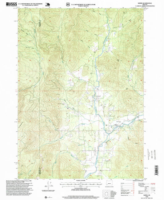 Classic USGS Wimer Oregon 7.5'x7.5' Topo Map Image