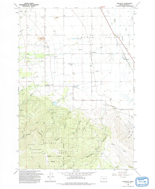 Classic USGS Wingville Oregon 7.5'x7.5' Topo Map Image