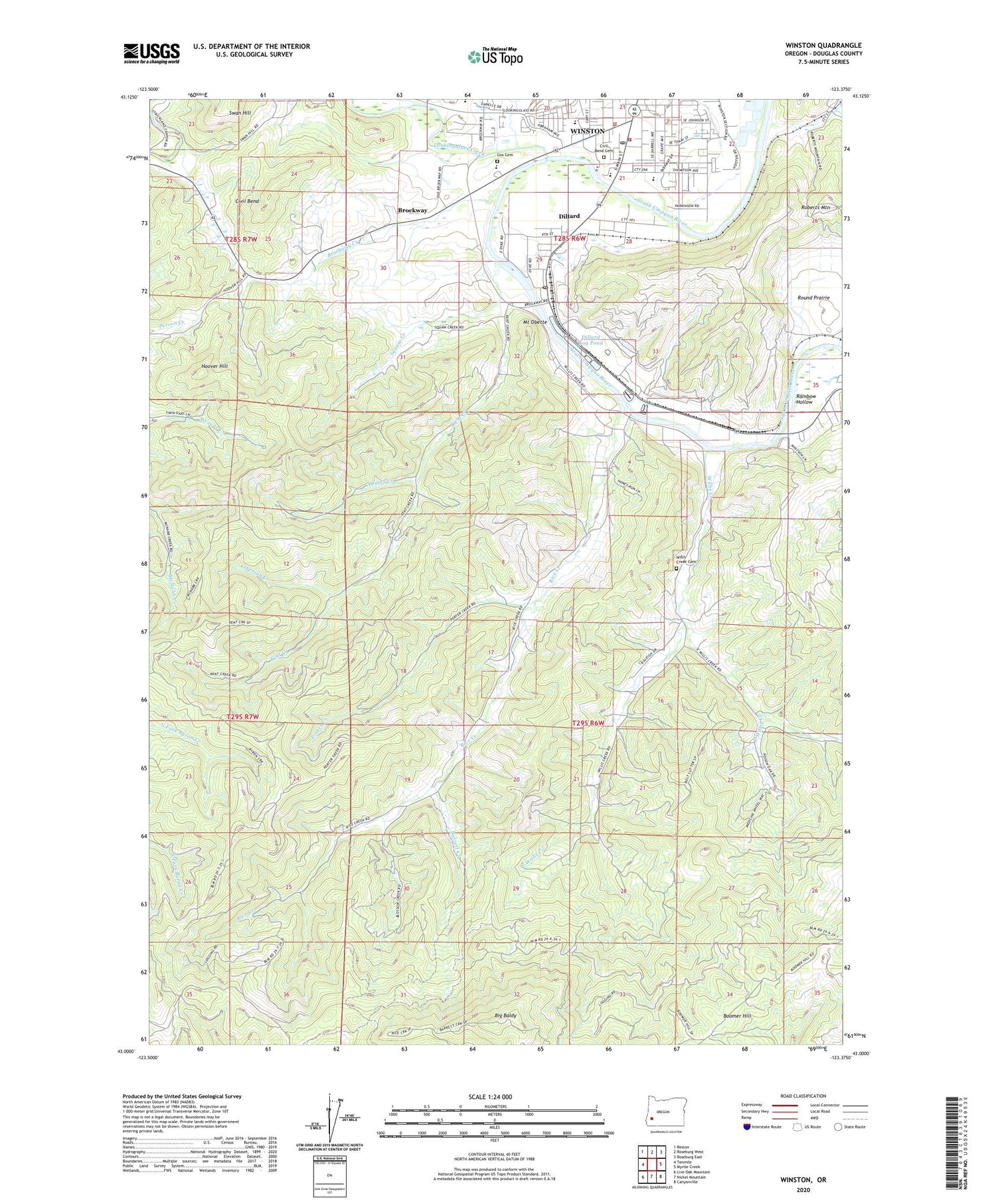 Winston Oregon US Topo Map Image