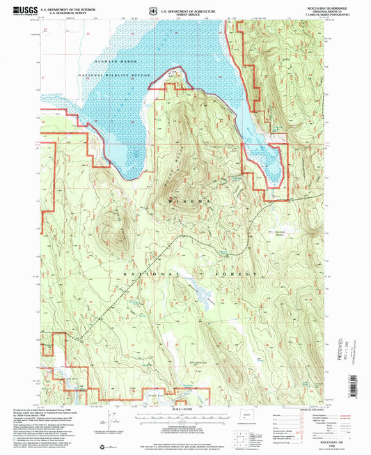 Classic USGS Wocus Bay Oregon 7.5'x7.5' Topo Map Image