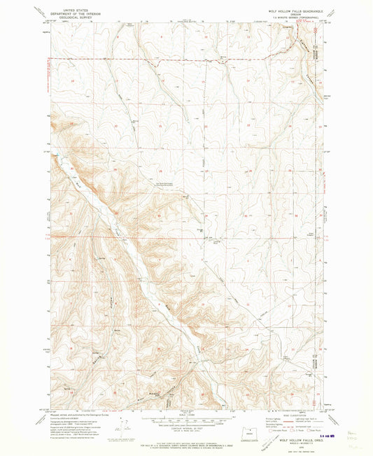 Classic USGS Wolf Hollow Falls Oregon 7.5'x7.5' Topo Map Image