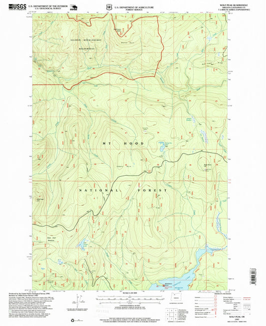 Classic USGS Wolf Peak Oregon 7.5'x7.5' Topo Map Image