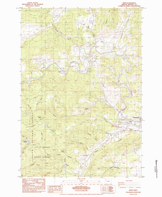 Classic USGS Wren Oregon 7.5'x7.5' Topo Map Image