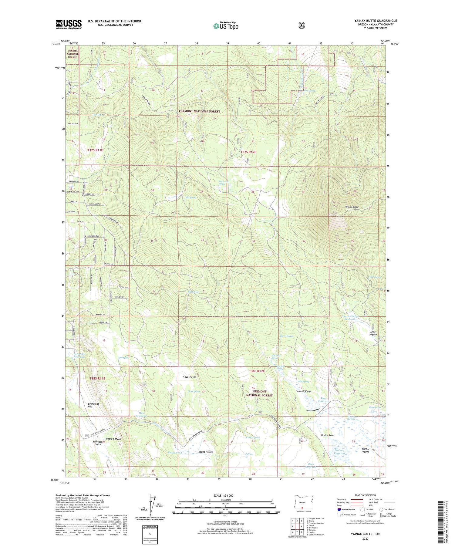 Yainax Butte Oregon US Topo Map Image