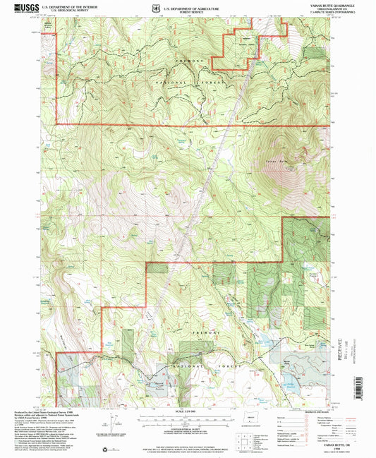 Classic USGS Yainax Butte Oregon 7.5'x7.5' Topo Map Image