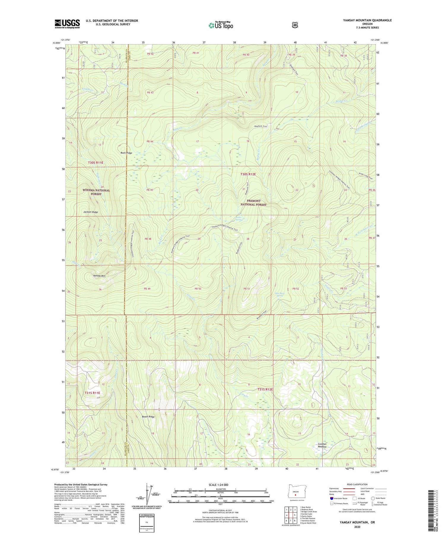 Yamsay Mountain Oregon US Topo Map Image