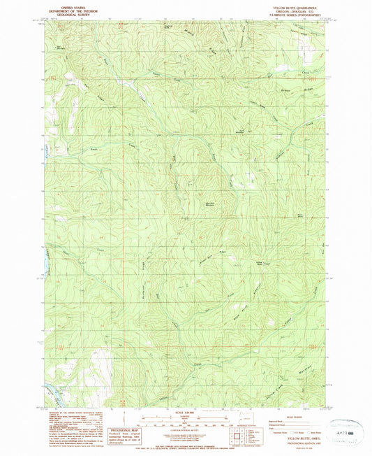 Classic USGS Yellow Butte Oregon 7.5'x7.5' Topo Map Image