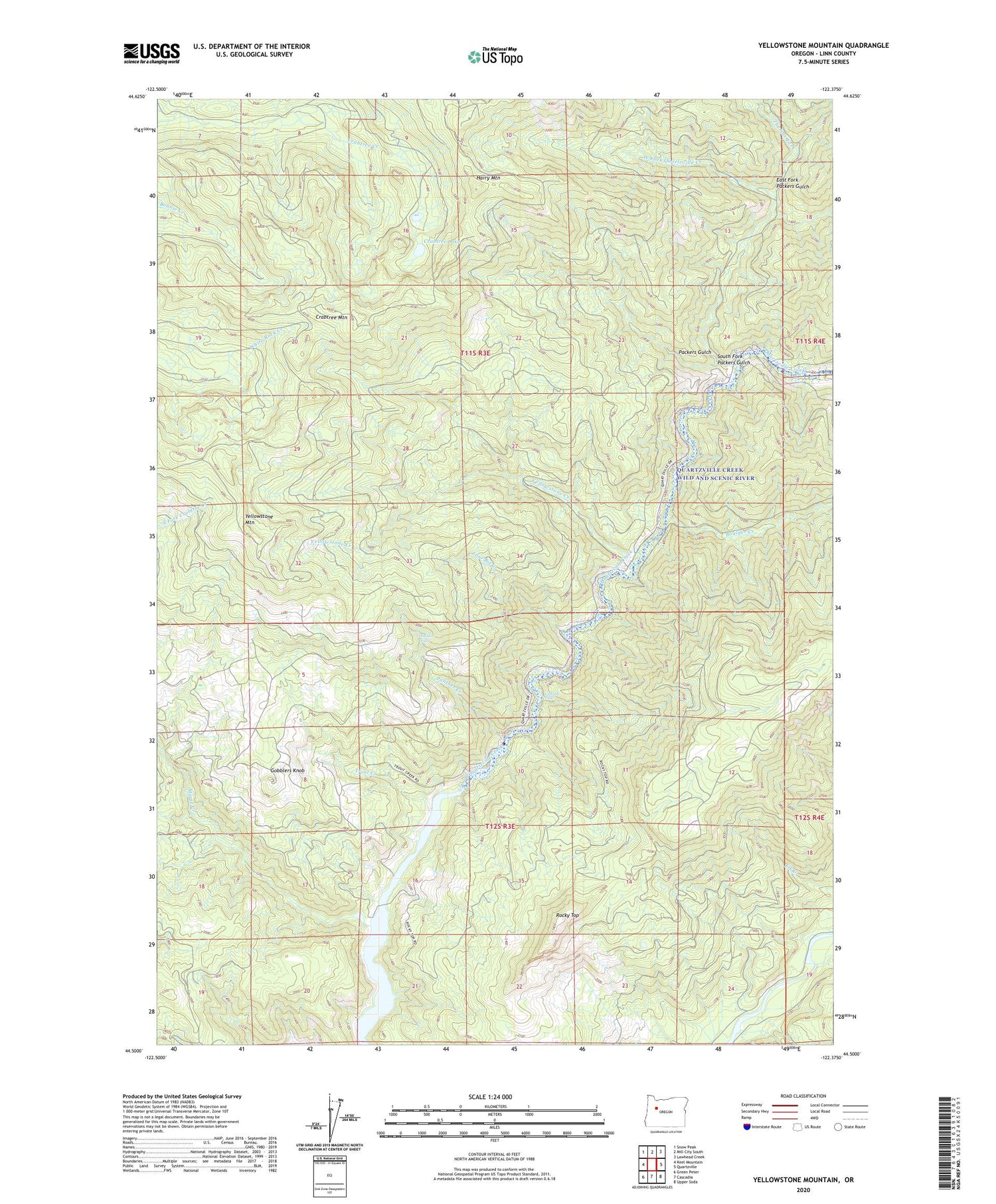 Yellowstone Mountain Oregon US Topo Map Image