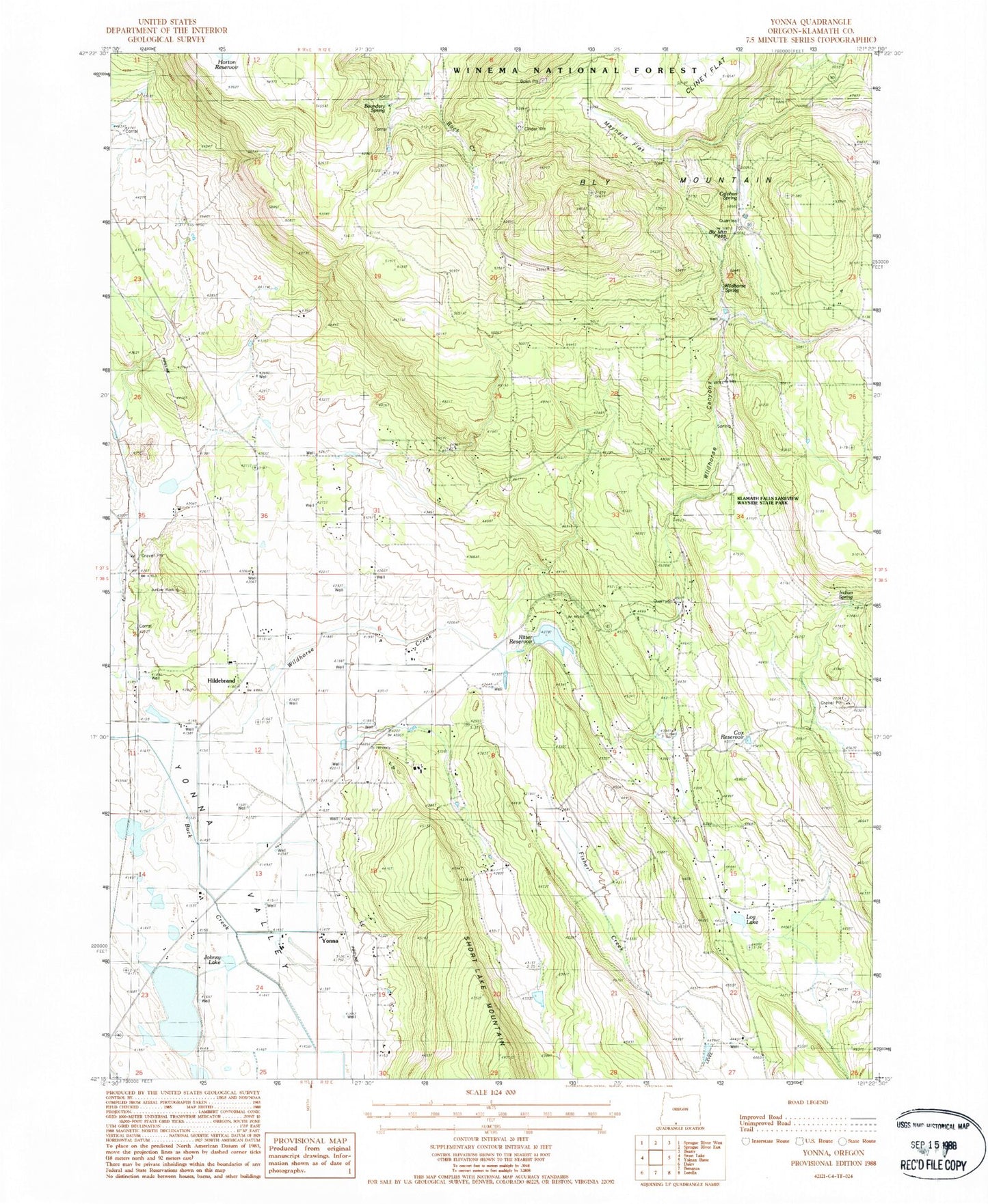 Classic USGS Yonna Oregon 7.5'x7.5' Topo Map Image