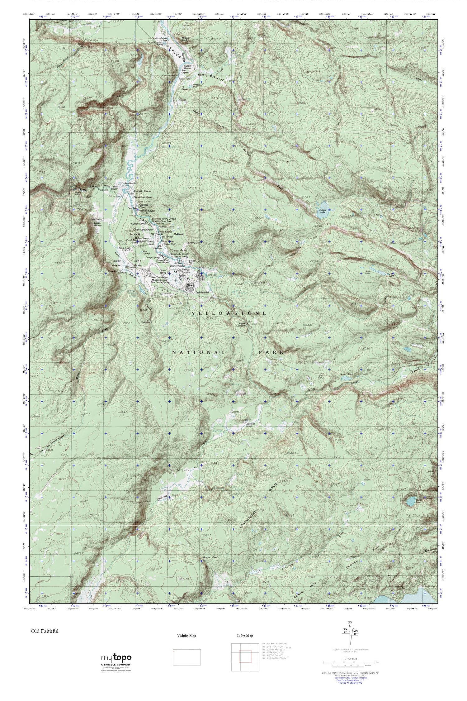 Old Faithful MyTopo Explorer Series Map Image