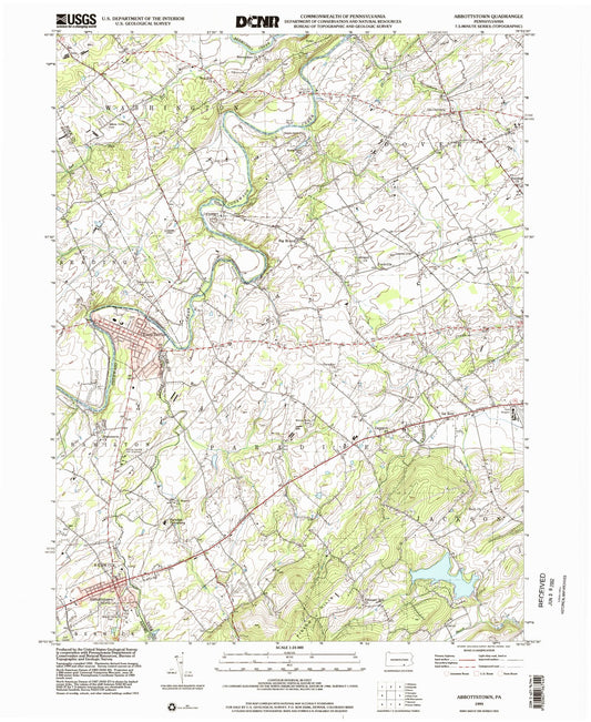 Classic USGS Abbottstown Pennsylvania 7.5'x7.5' Topo Map Image