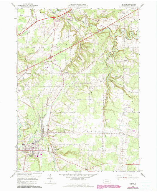 Classic USGS Albion Pennsylvania 7.5'x7.5' Topo Map Image
