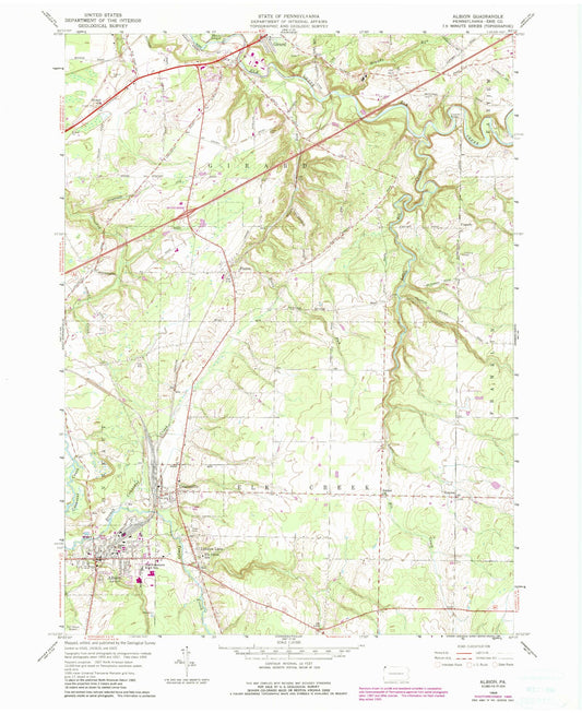Classic USGS Albion Pennsylvania 7.5'x7.5' Topo Map Image