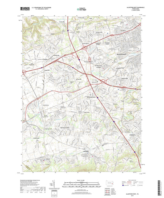 Allentown West Pennsylvania US Topo Map Image