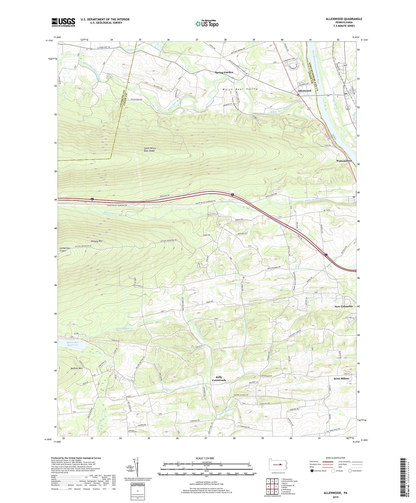 Allenwood Pennsylvania US Topo Map Image