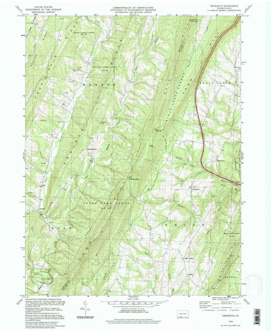 Classic USGS Amaranth Pennsylvania 7.5'x7.5' Topo Map Image