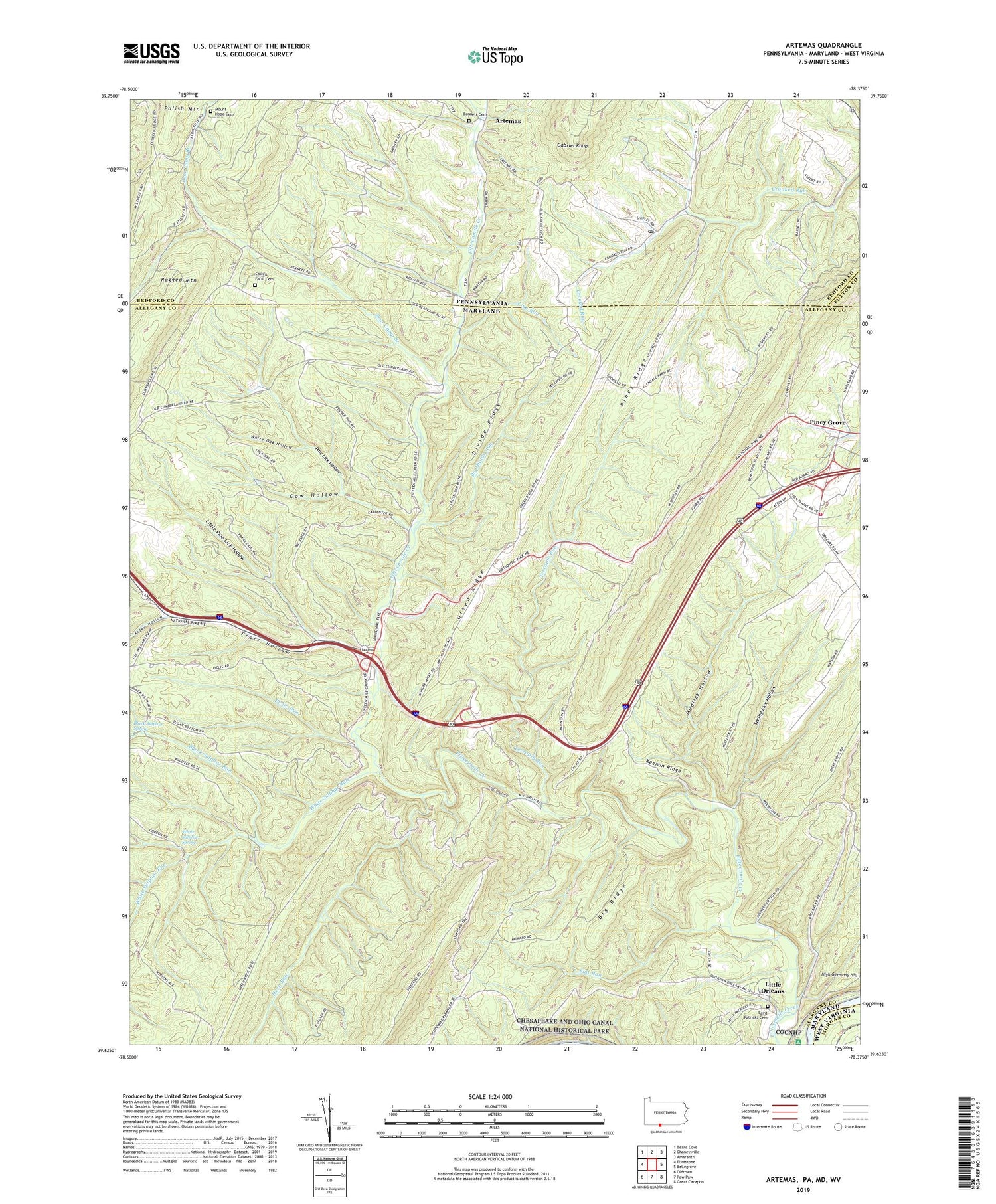 Artemas Pennsylvania US Topo Map Image