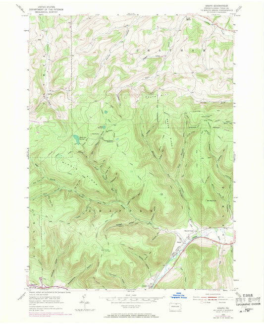 Classic USGS Asaph Pennsylvania 7.5'x7.5' Topo Map Image