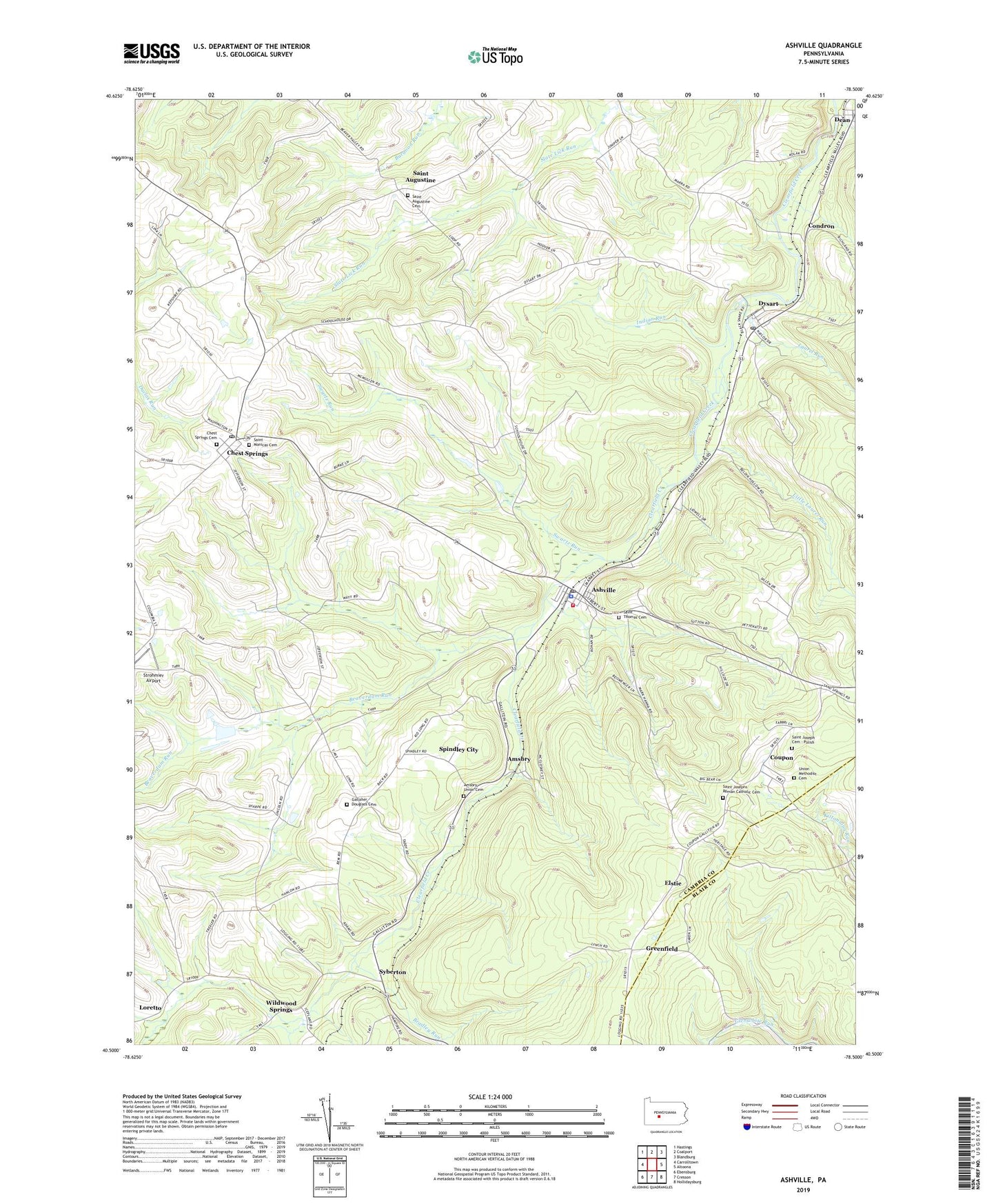Ashville Pennsylvania US Topo Map Image