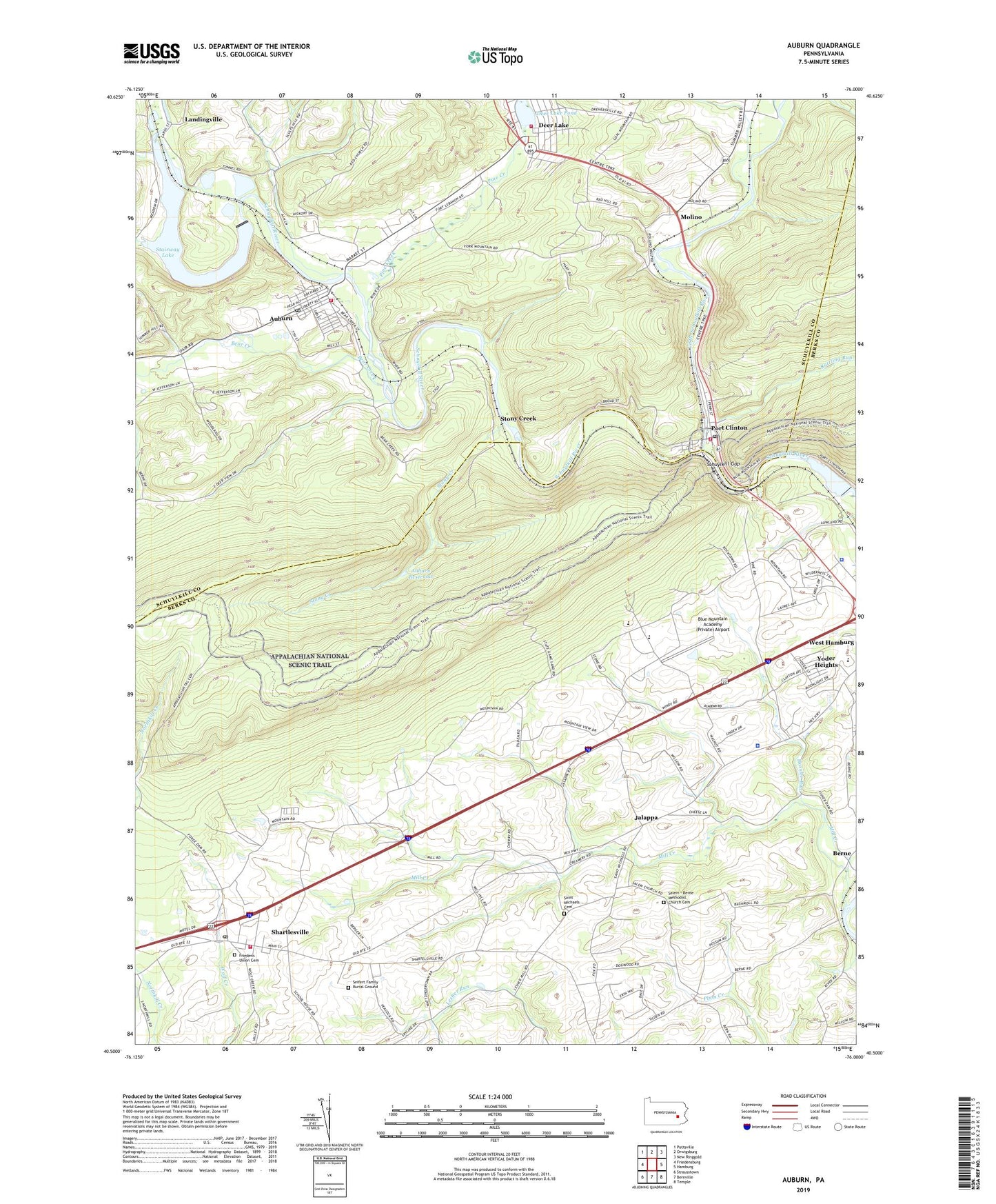 Auburn Pennsylvania US Topo Map Image
