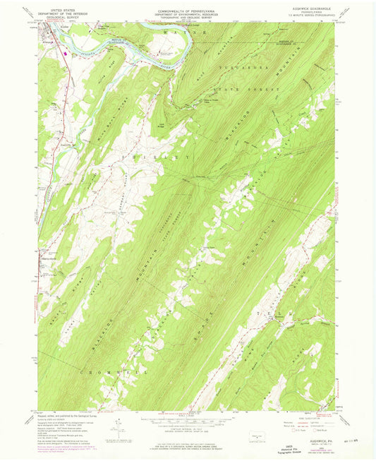 Classic USGS Aughwick Pennsylvania 7.5'x7.5' Topo Map Image