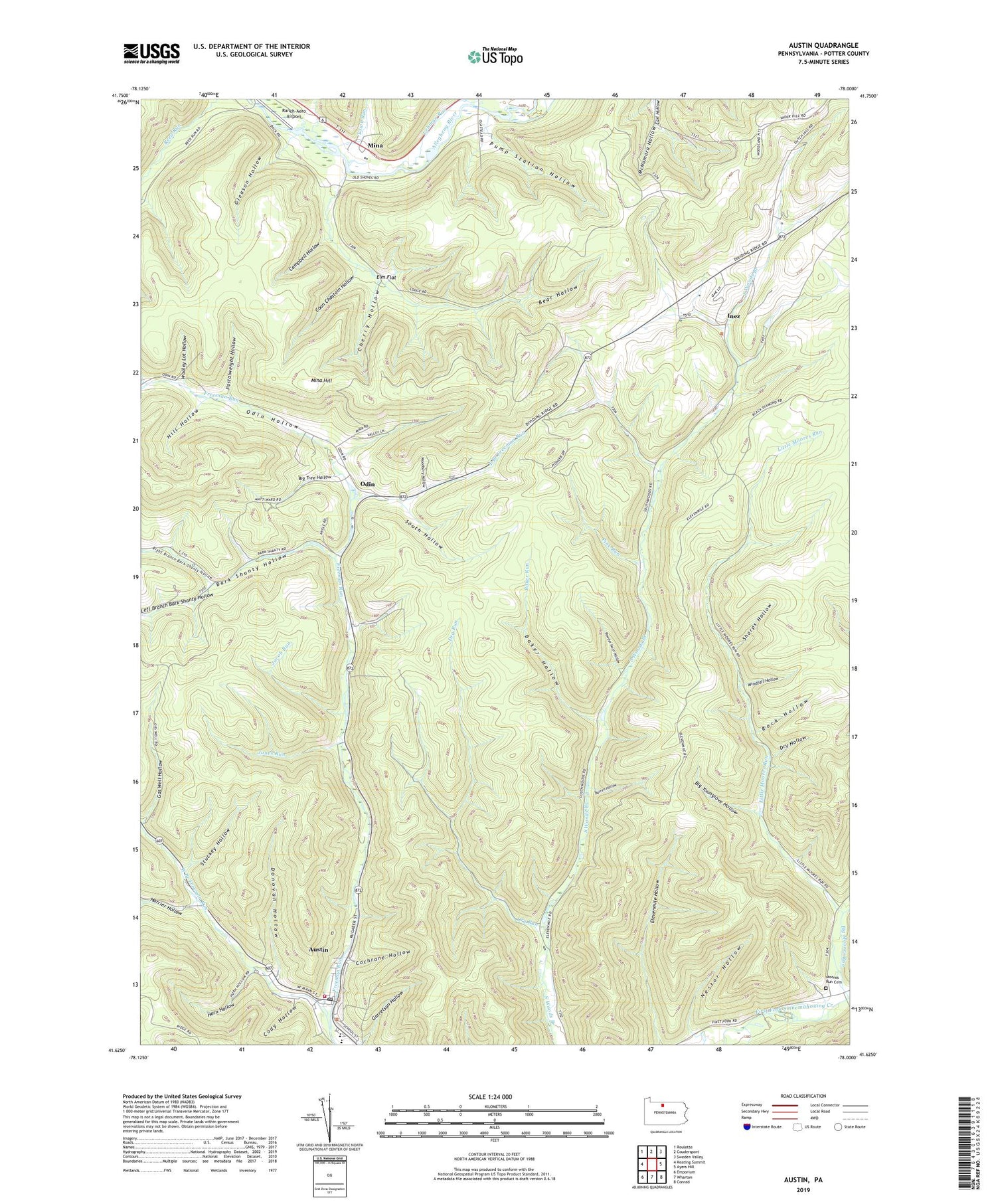 Austin Pennsylvania US Topo Map Image