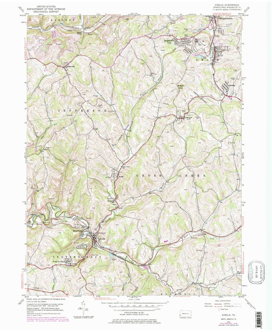 Classic USGS Avella Pennsylvania 7.5'x7.5' Topo Map Image