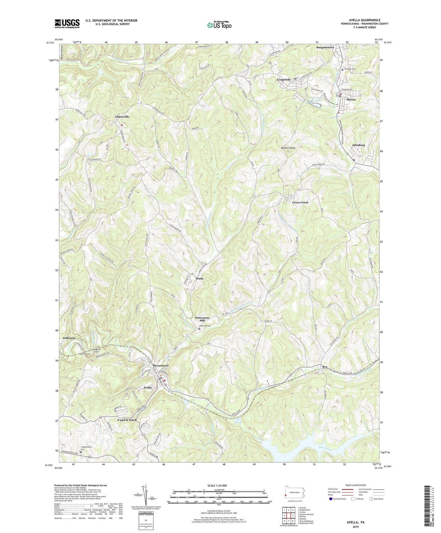 Avella Pennsylvania US Topo Map Image