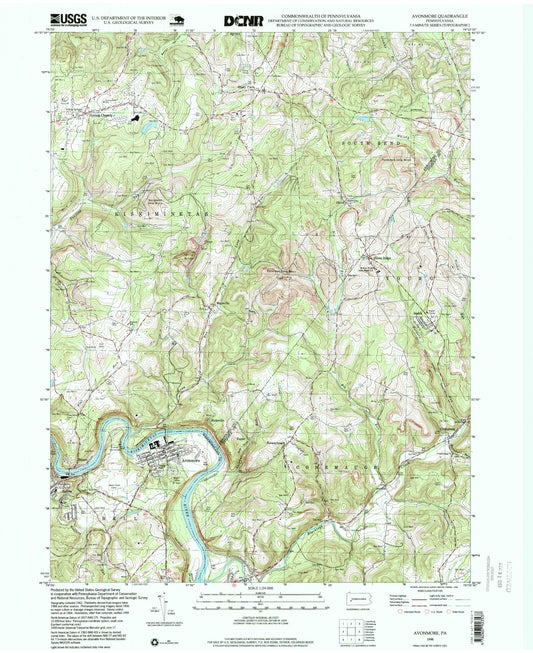 Classic USGS Avonmore Pennsylvania 7.5'x7.5' Topo Map Image