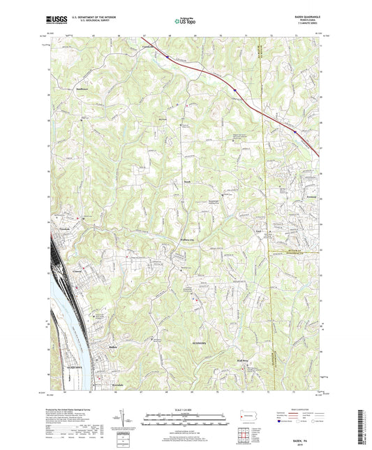 Baden Pennsylvania US Topo Map Image