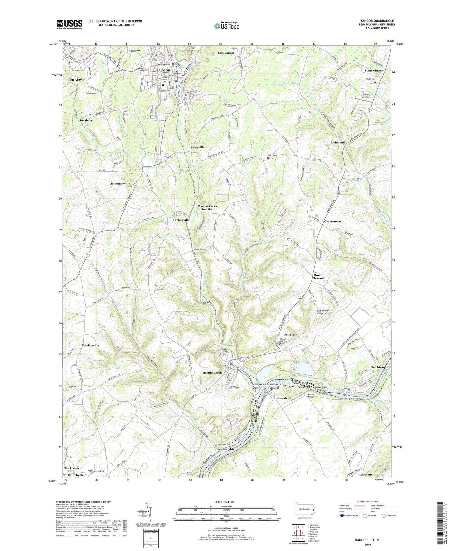 Bangor Pennsylvania US Topo Map Image