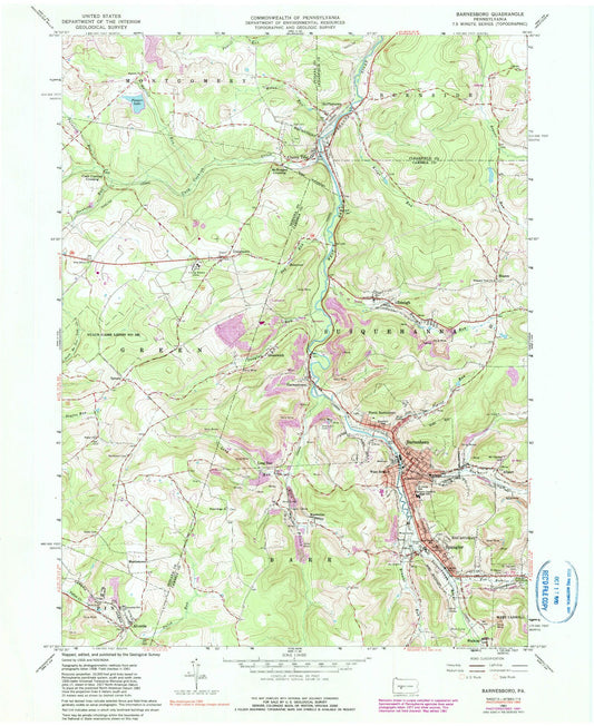 Classic USGS Barnesboro Pennsylvania 7.5'x7.5' Topo Map Image