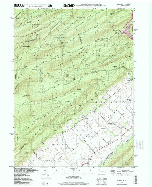 Classic USGS Barrville Pennsylvania 7.5'x7.5' Topo Map Image