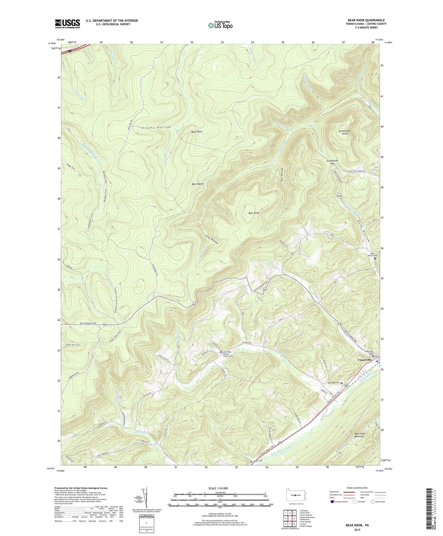 Bear Knob Pennsylvania US Topo Map Image