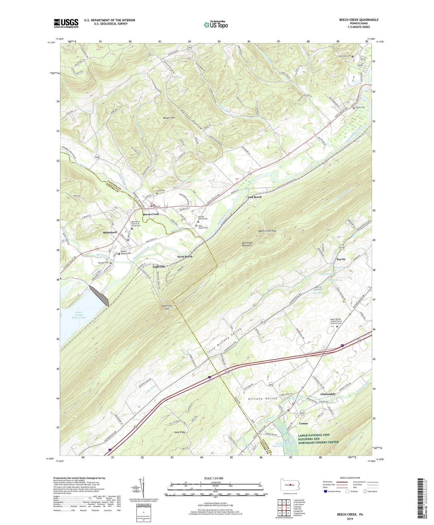 Beech Creek Pennsylvania US Topo Map Image