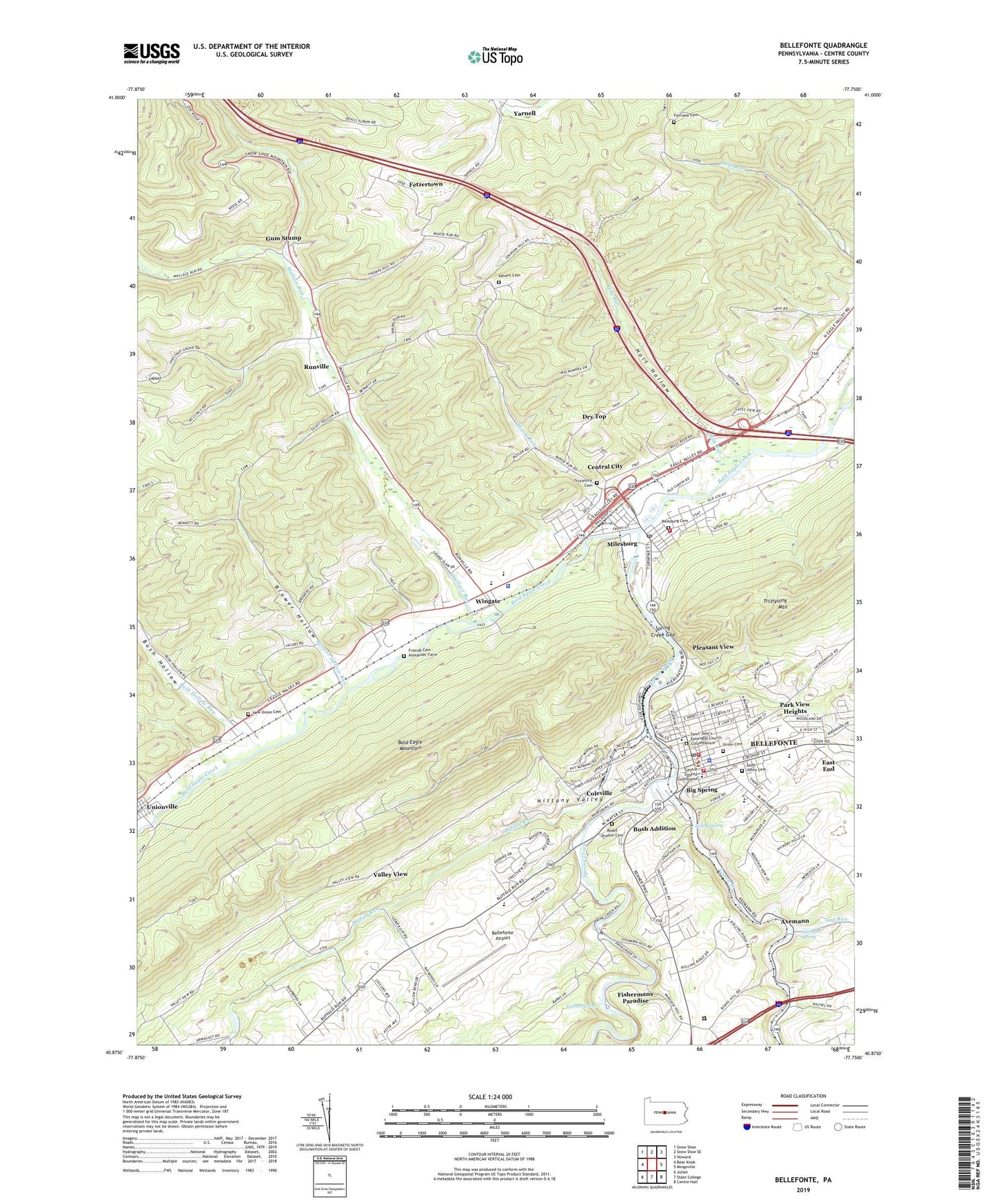 Bellefonte Pennsylvania US Topo Map Image