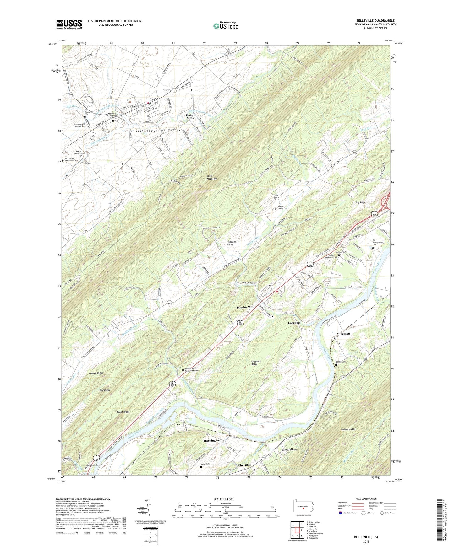 Belleville Pennsylvania US Topo Map Image
