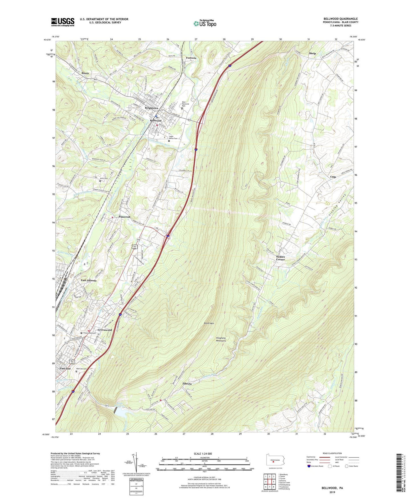 Bellwood Pennsylvania US Topo Map Image