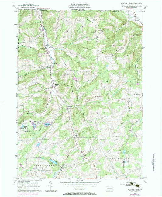 Classic USGS Bentley Creek Pennsylvania 7.5'x7.5' Topo Map Image