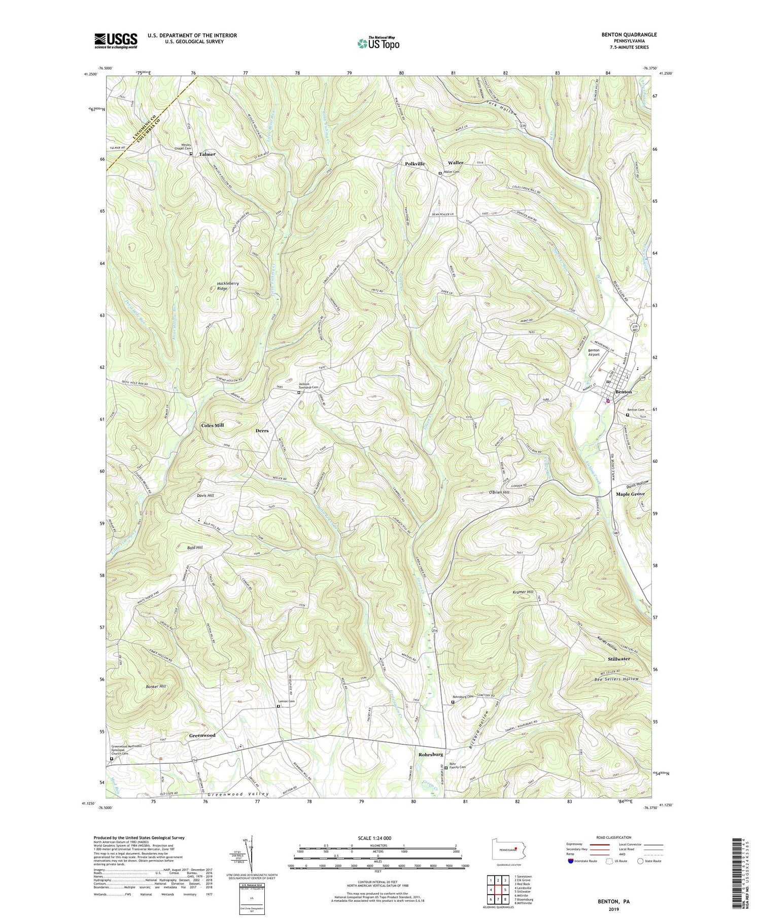 Benton Pennsylvania US Topo Map Image