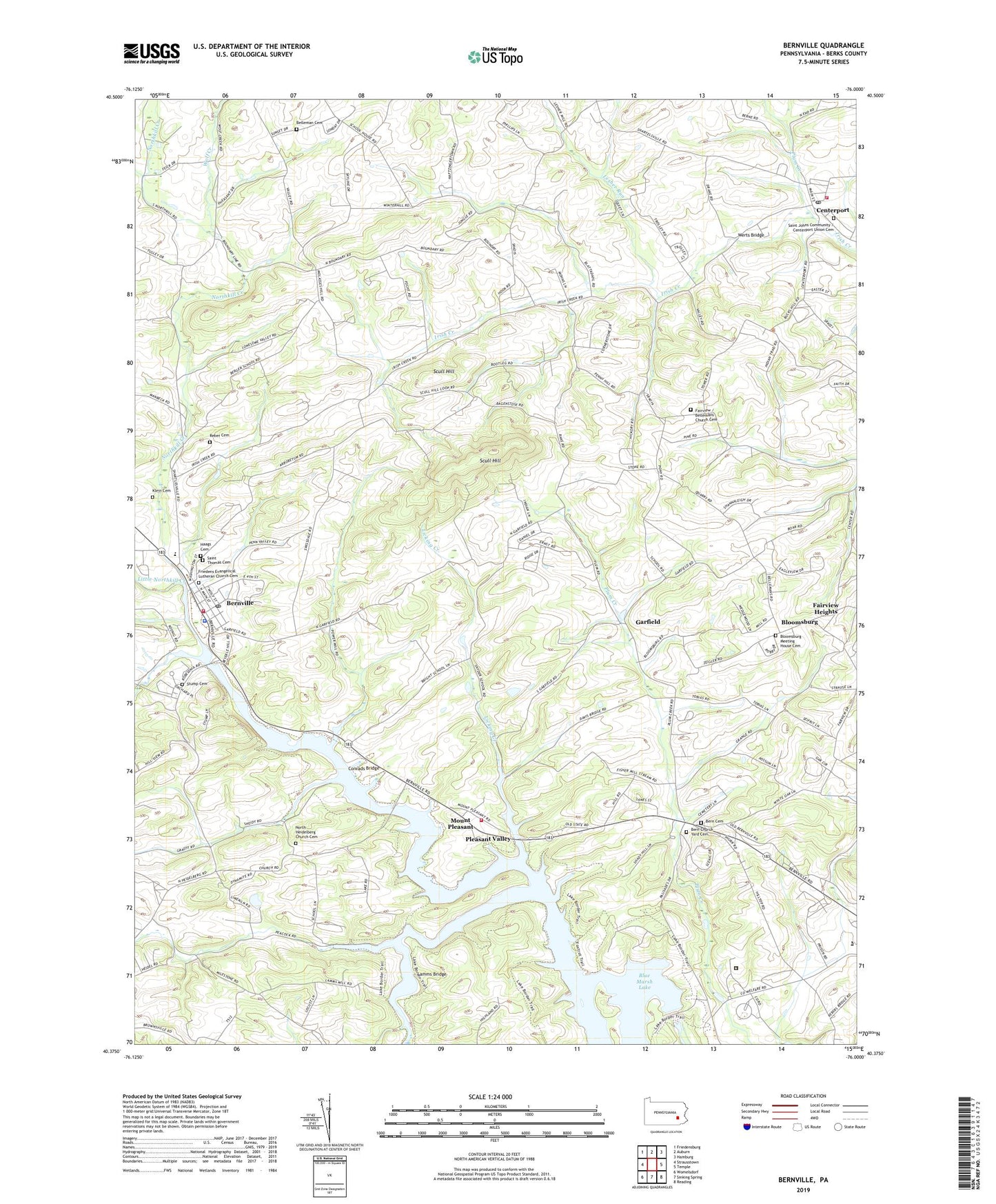 Bernville Pennsylvania US Topo Map Image