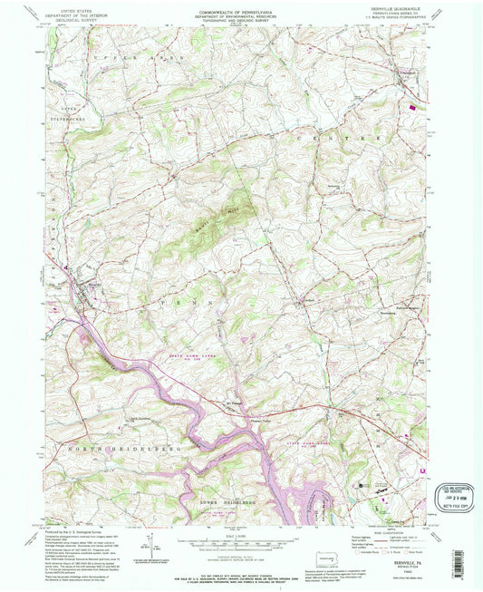 Classic USGS Bernville Pennsylvania 7.5'x7.5' Topo Map Image