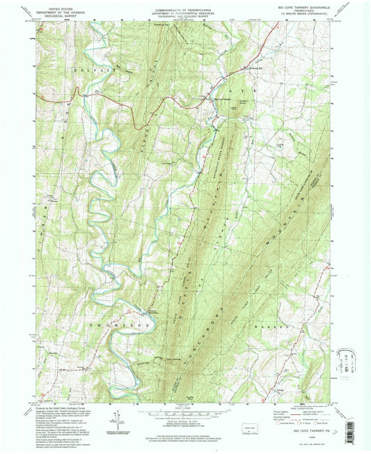 Classic USGS Big Cove Tannery Pennsylvania 7.5'x7.5' Topo Map Image