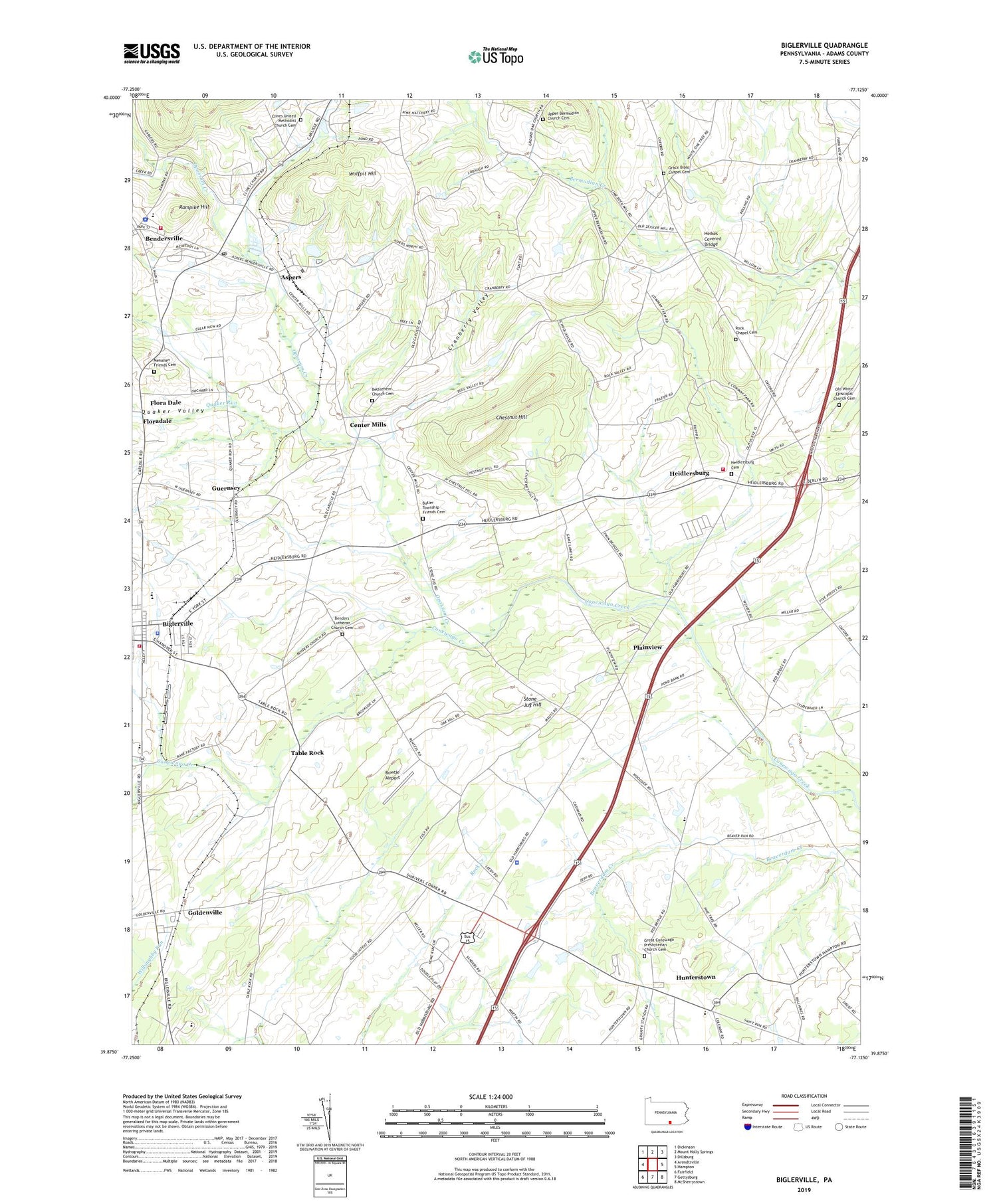 Biglerville Pennsylvania US Topo Map Image