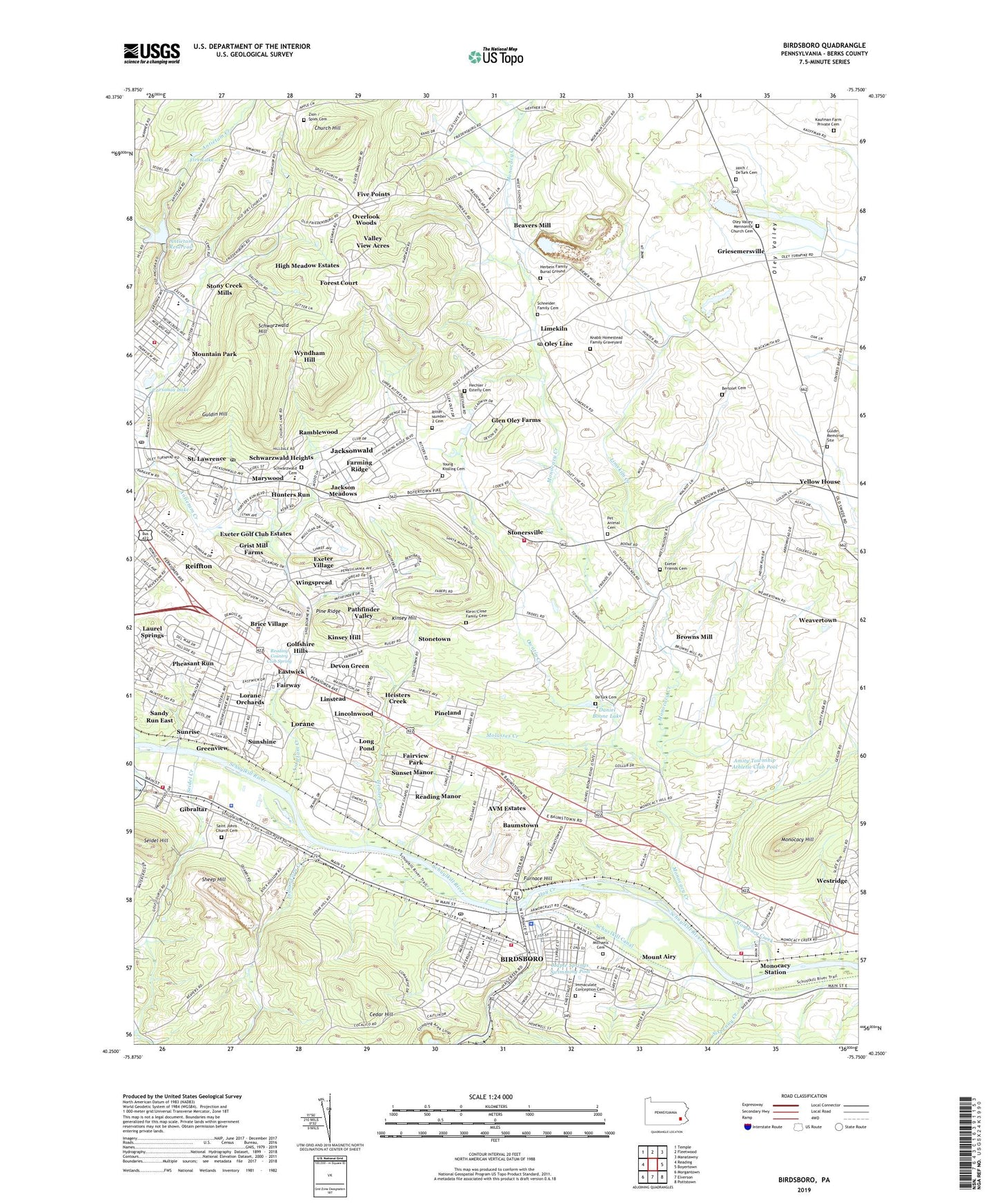 Birdsboro Pennsylvania US Topo Map Image