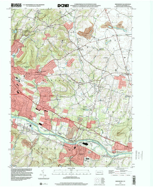 Classic USGS Birdsboro Pennsylvania 7.5'x7.5' Topo Map Image