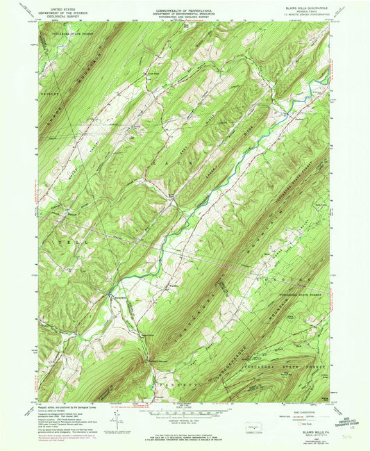 Classic USGS Blairs Mills Pennsylvania 7.5'x7.5' Topo Map Image