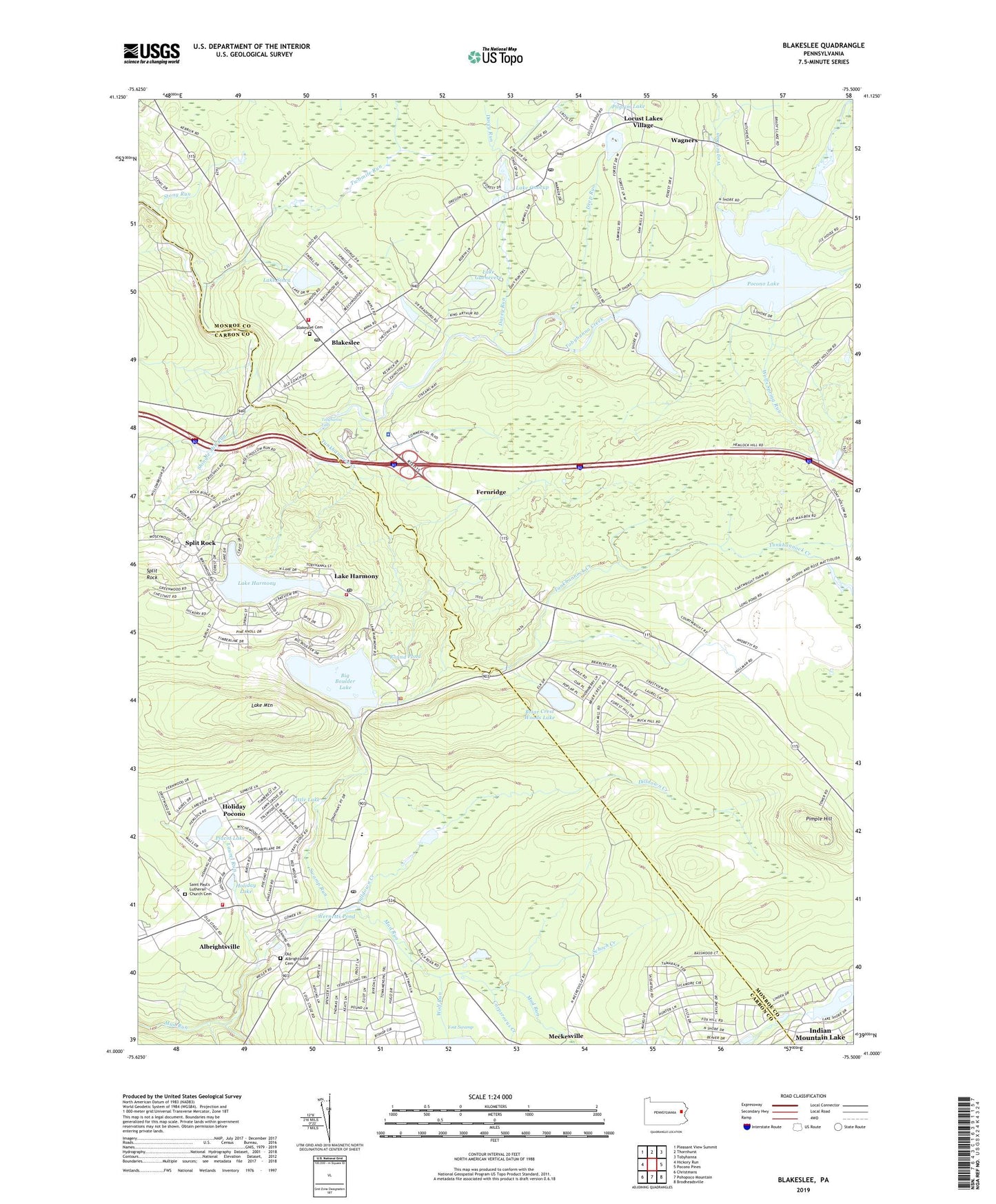 Blakeslee Pennsylvania US Topo Map Image