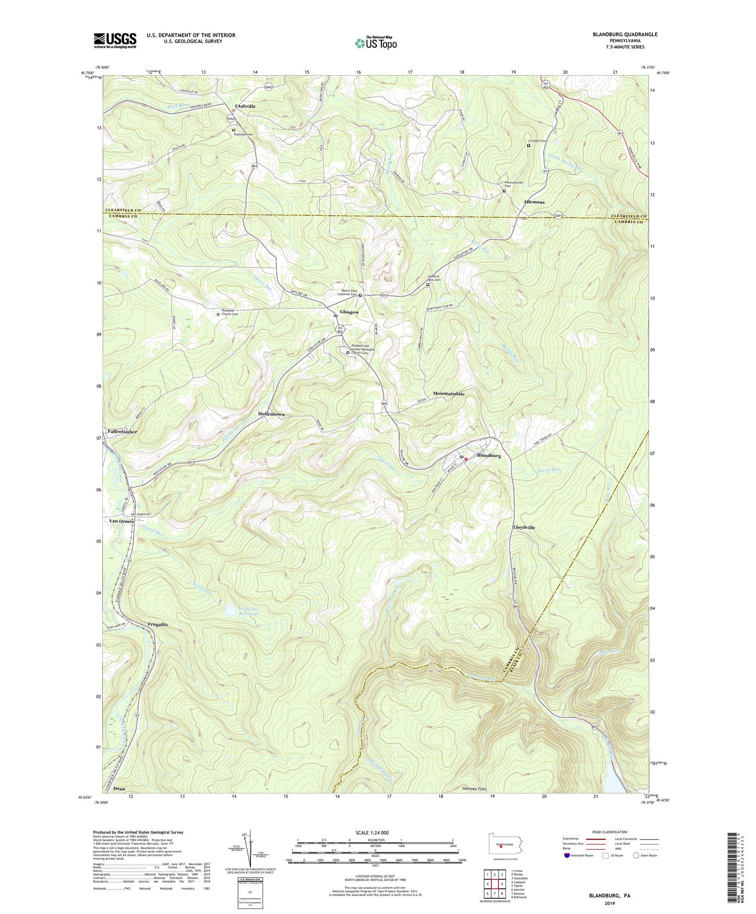 Blandburg Pennsylvania US Topo Map Image
